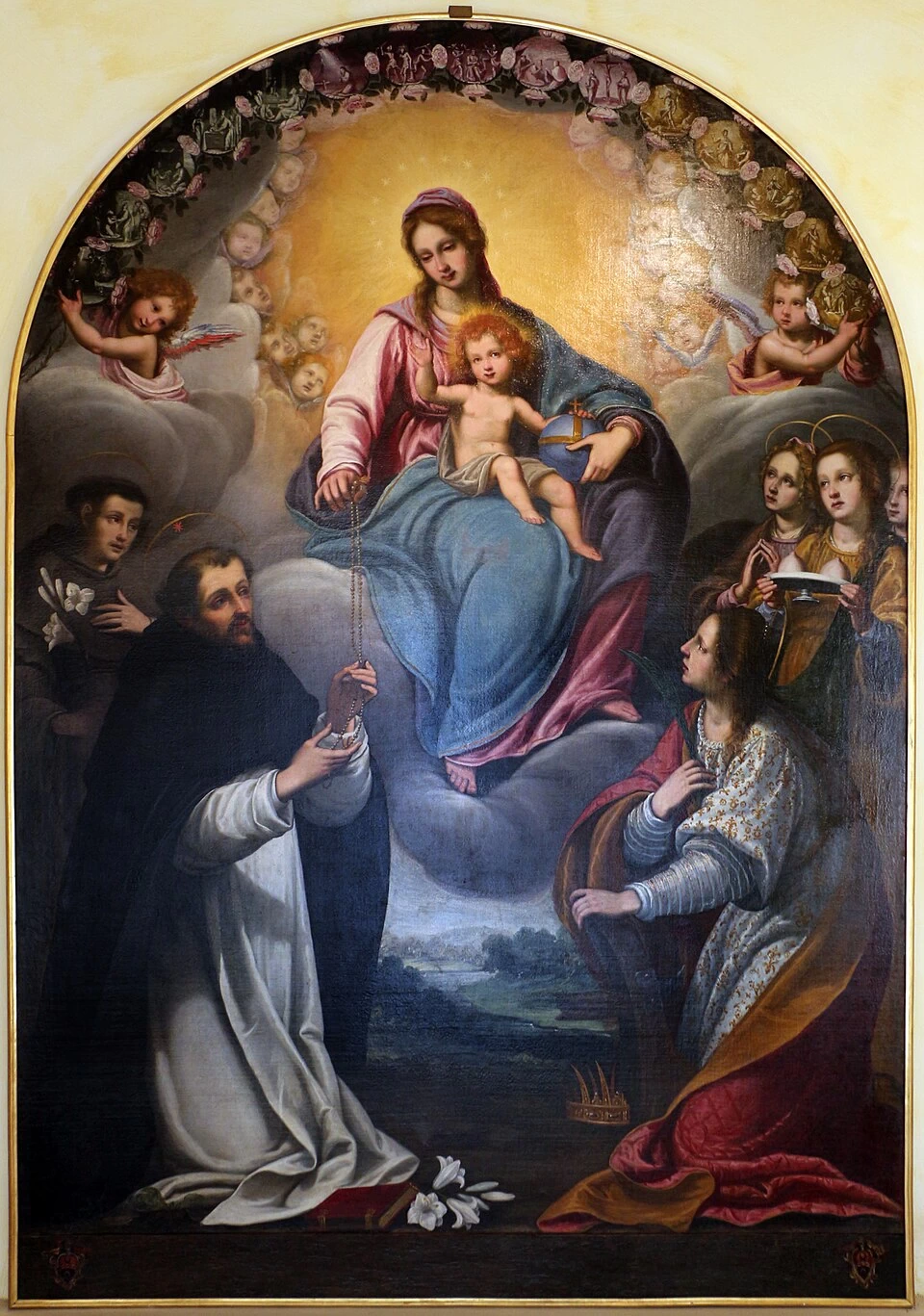 Madonna del rosario coi ss. Domenico, Caterina d'Assisi, Antonio da Padova e Agata - Museo di San Donnino